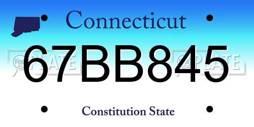 67BB845 Connecticut License Plate