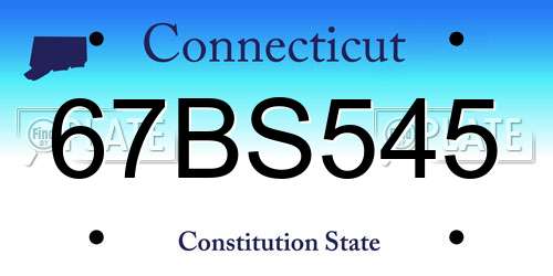 67BS545 Connecticut License Plate