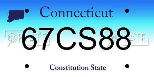 67CS88 Connecticut License Plate