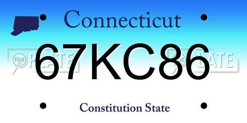 67KC86 Connecticut License Plate