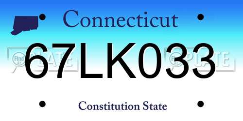 67LK033 Connecticut License Plate
