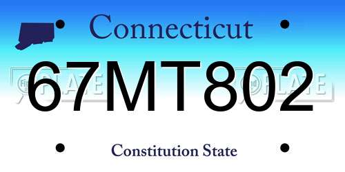 67MT802 Connecticut License Plate