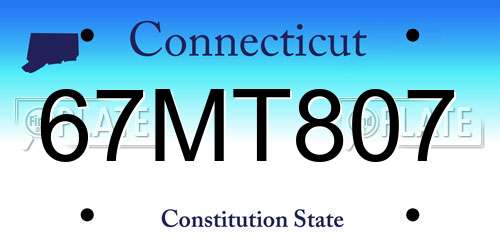 67MT807 Connecticut License Plate