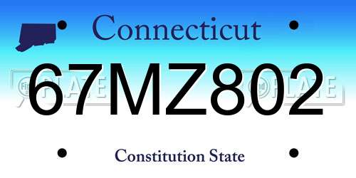 67MZ802 Connecticut License Plate