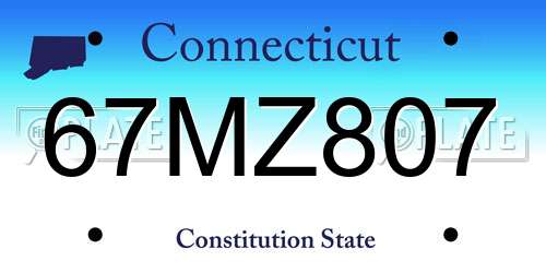 67MZ807 Connecticut License Plate