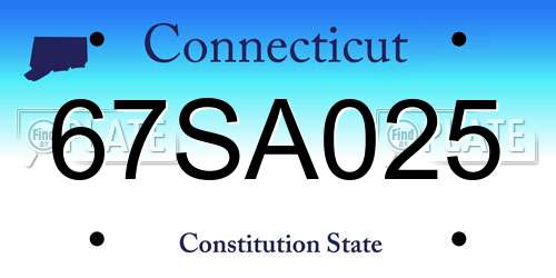 67SA025 Connecticut License Plate