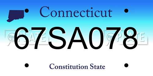 67SA078 Connecticut License Plate