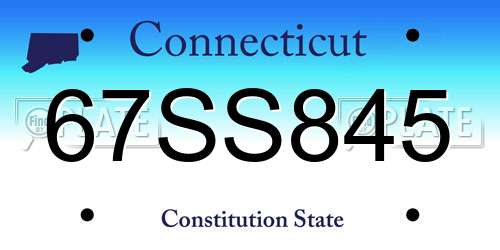 67SS845 Connecticut License Plate