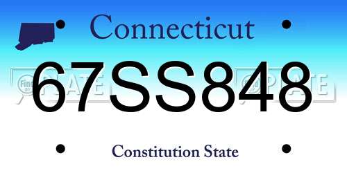 67SS848 Connecticut License Plate