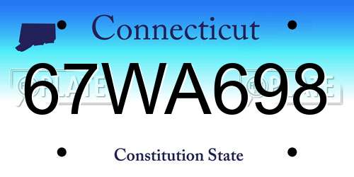 67WA698 Connecticut License Plate