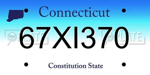 67XI370 Connecticut License Plate