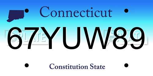67YUW89 Connecticut License Plate