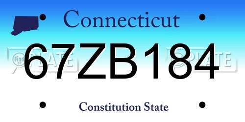 67ZB184 Connecticut License Plate