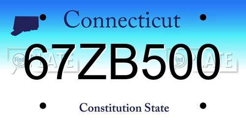 67ZB500 Connecticut License Plate