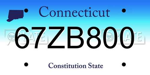 67ZB800 Connecticut License Plate