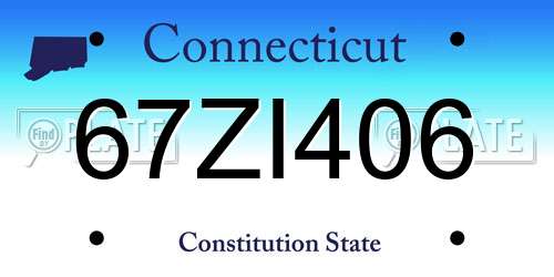67ZI406 Connecticut License Plate