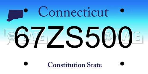 67ZS500 Connecticut License Plate
