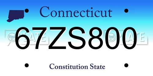 67ZS800 Connecticut License Plate