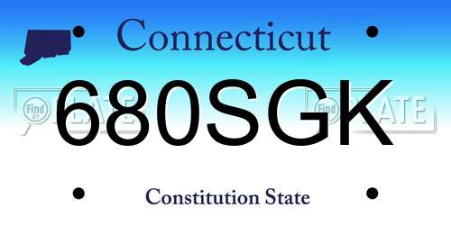 680SGK Connecticut License Plate