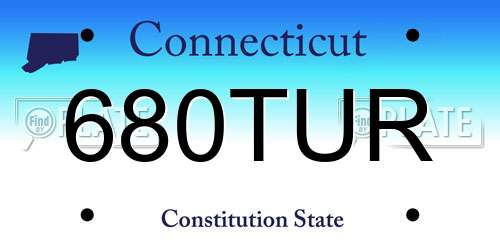 680TUR Connecticut License Plate