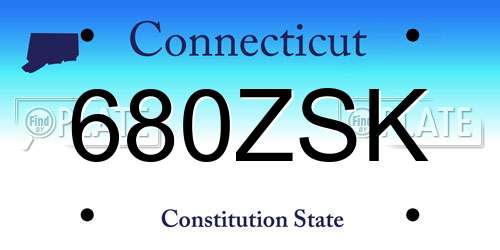 680ZSK Connecticut License Plate