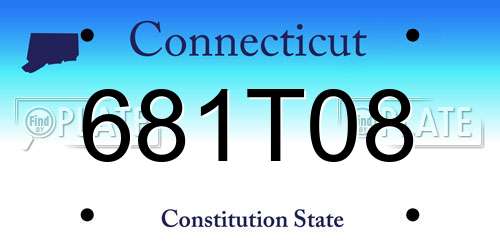 681T08 Connecticut License Plate