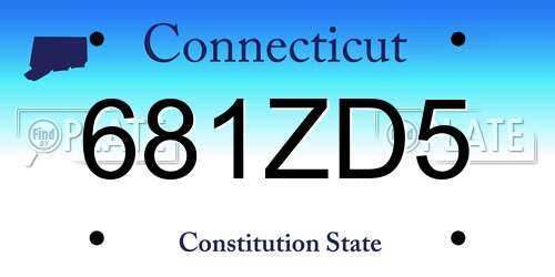 681ZD5 Connecticut License Plate