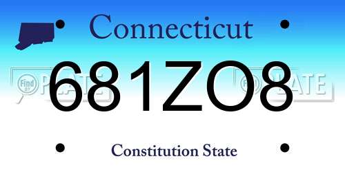 681ZO8 Connecticut License Plate
