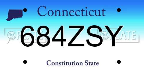 684ZSY Connecticut License Plate