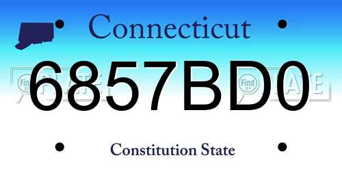 6857BD0 Connecticut License Plate