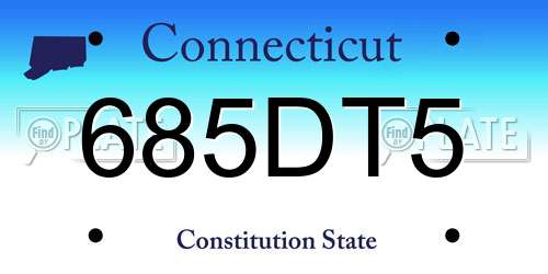 685DT5 Connecticut License Plate