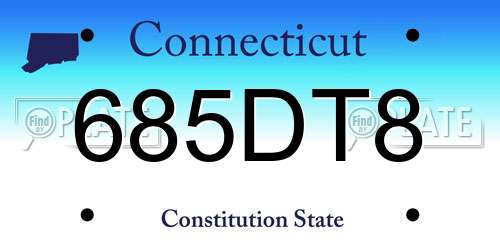 685DT8 Connecticut License Plate