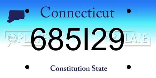 685I29 Connecticut License Plate