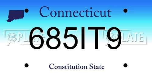 685IT9 Connecticut License Plate