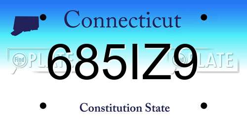 685IZ9 Connecticut License Plate