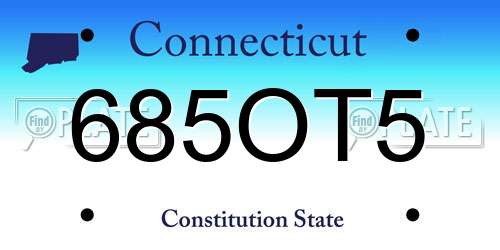 685OT5 Connecticut License Plate