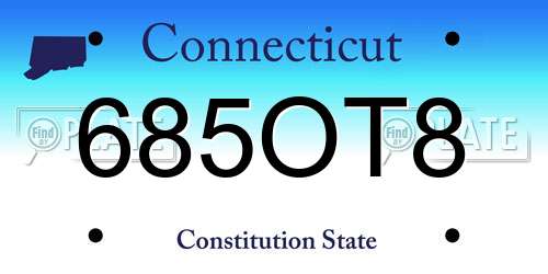 685OT8 Connecticut License Plate