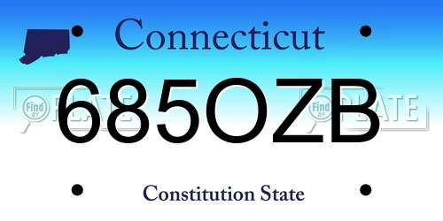 685OZB Connecticut License Plate