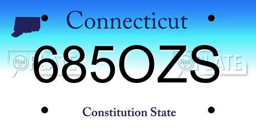 685OZS Connecticut License Plate