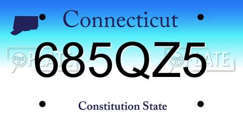 685QZ5 Connecticut License Plate
