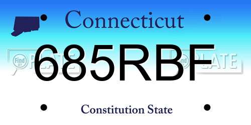 685RBF Connecticut License Plate