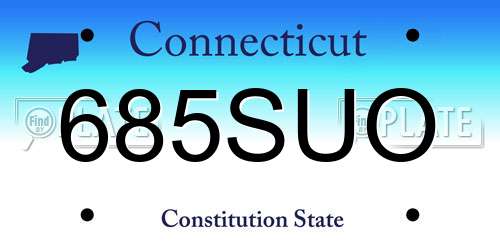 685SUO Connecticut License Plate