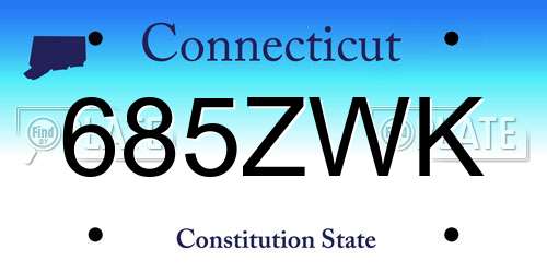 685ZWK Connecticut License Plate