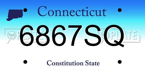 6867SQ Connecticut License Plate