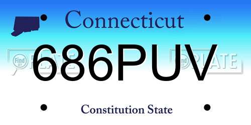 686PUV Connecticut License Plate
