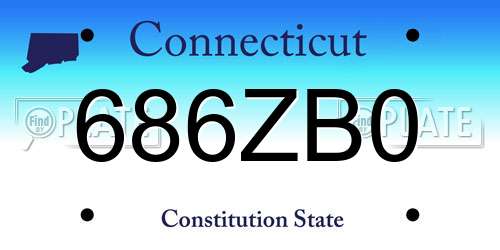686ZB0 Connecticut License Plate