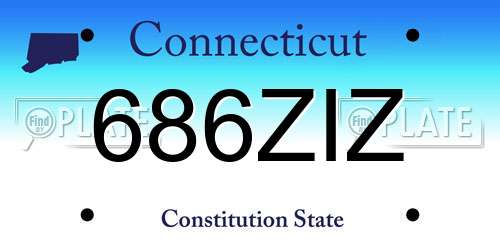 686ZIZ Connecticut License Plate