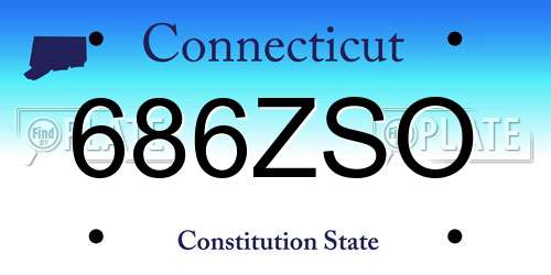 686ZSO Connecticut License Plate