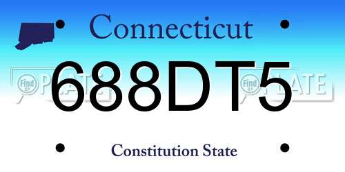 688DT5 Connecticut License Plate