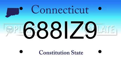 688IZ9 Connecticut License Plate